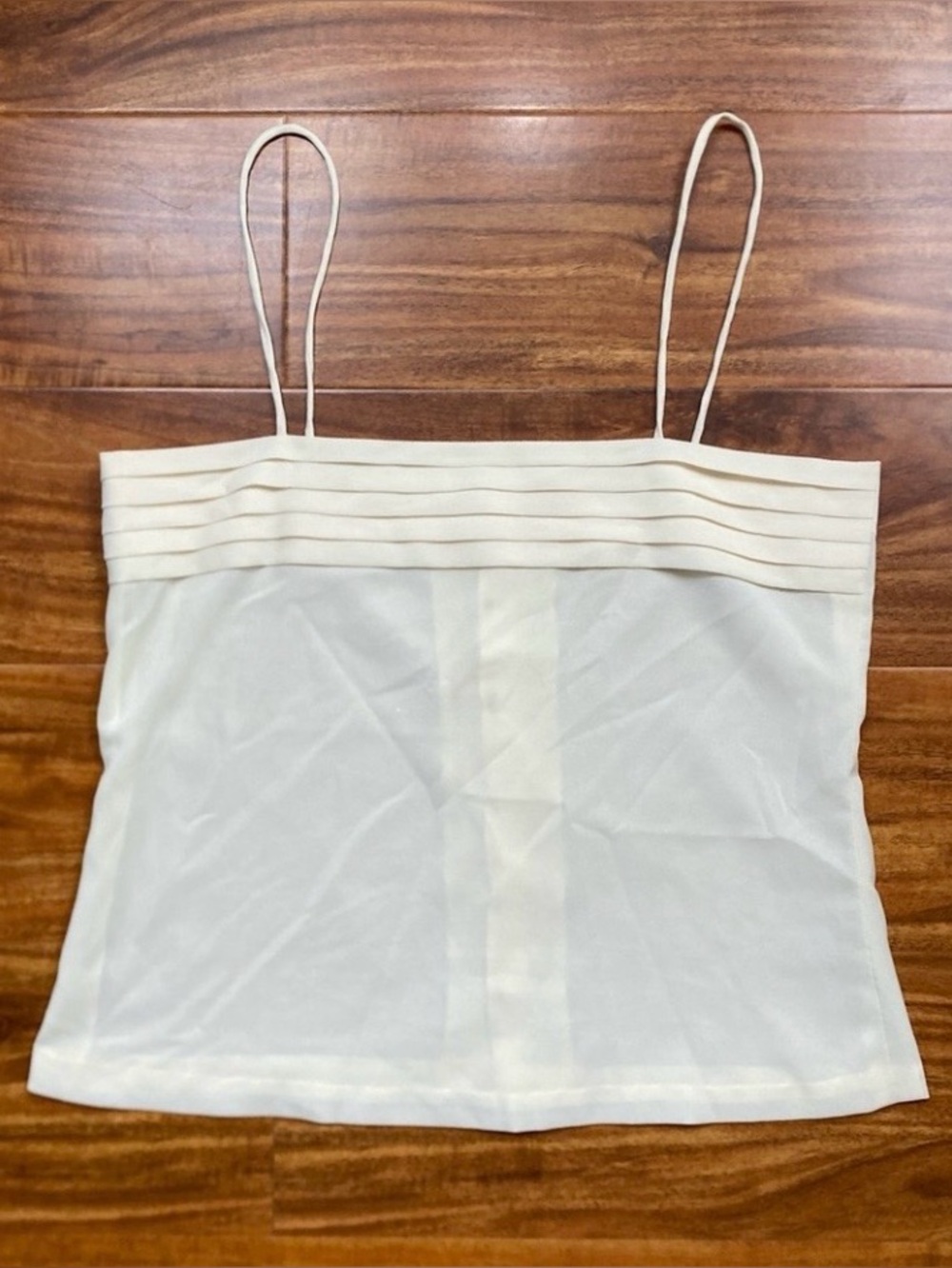 Vintage Womens Ivory Sheer Silk Button Back Camisole Size XS Classic Minimalist